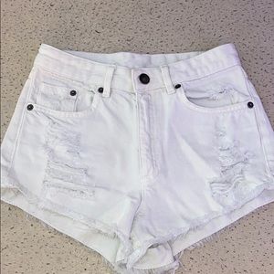 white jean shorts